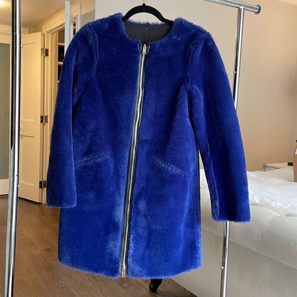 Guess Los Angeles reversible faux fur coat vegan leather size XS - Picture 2 of 12